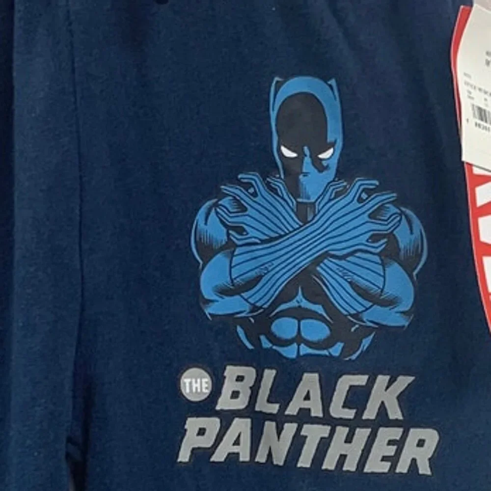 New Marvel Black Panther Boys Medium Elastic Waist Navy Lightweight Sweatpants